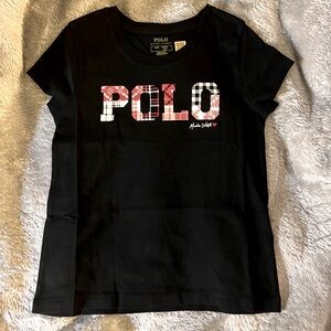 Polo by Ralph Lauren, girl’s black T-shirt.